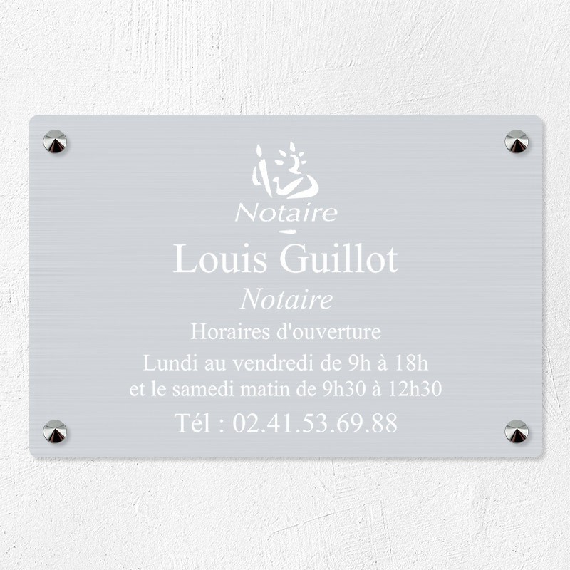 Plaque professionnelle pour notaire en aluminium 30x20cm