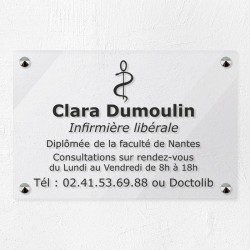 Plaque personnalisée en plexiglas transparent pour infirmière 30x20cm