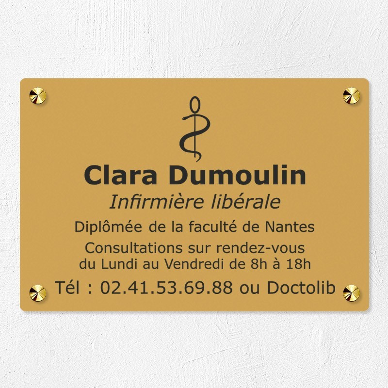 Plaque infirmière personnalisée économique en PVC gravoply 30x20cm