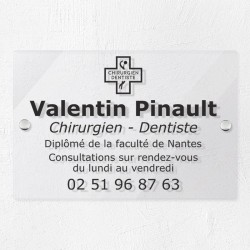 Plaque dentiste en plexiglas transparent 30x20cm