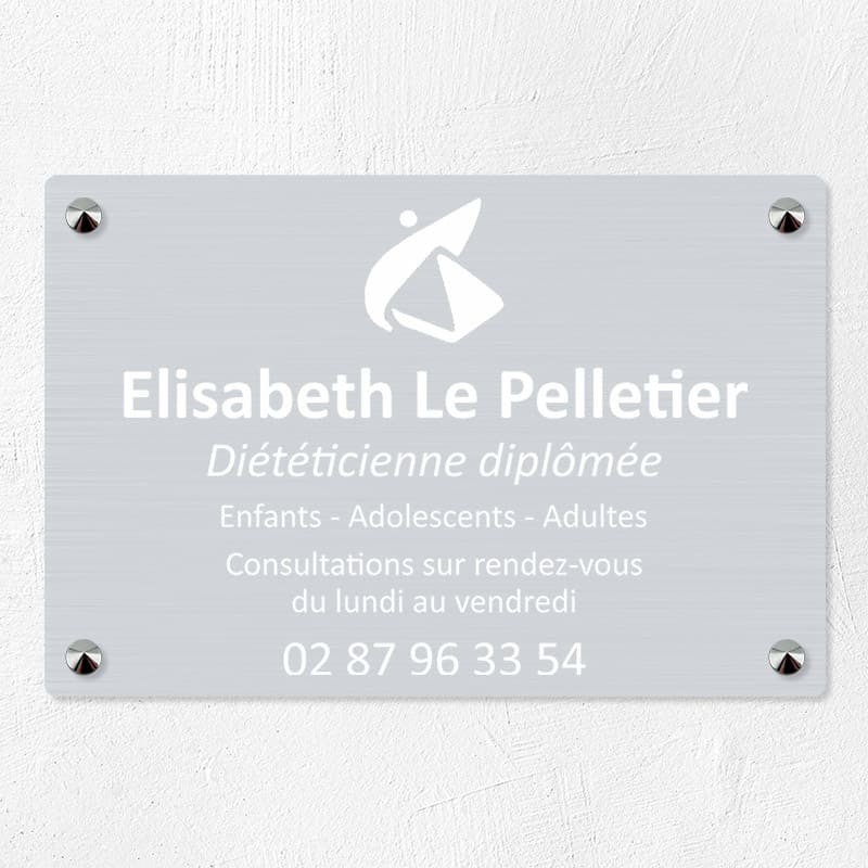 Plaque diététicien en aluminium 30x20cm