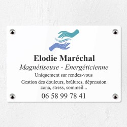 Plaque magnétiseur en plexiglas quadri et logo 30x20cm