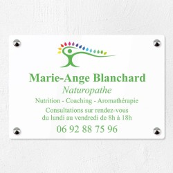 Plaque naturopathe en plexiglas quadri et logo 30x20cm