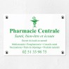 Plaque pharmacie en plexiglas quadri et logo 30x20cm