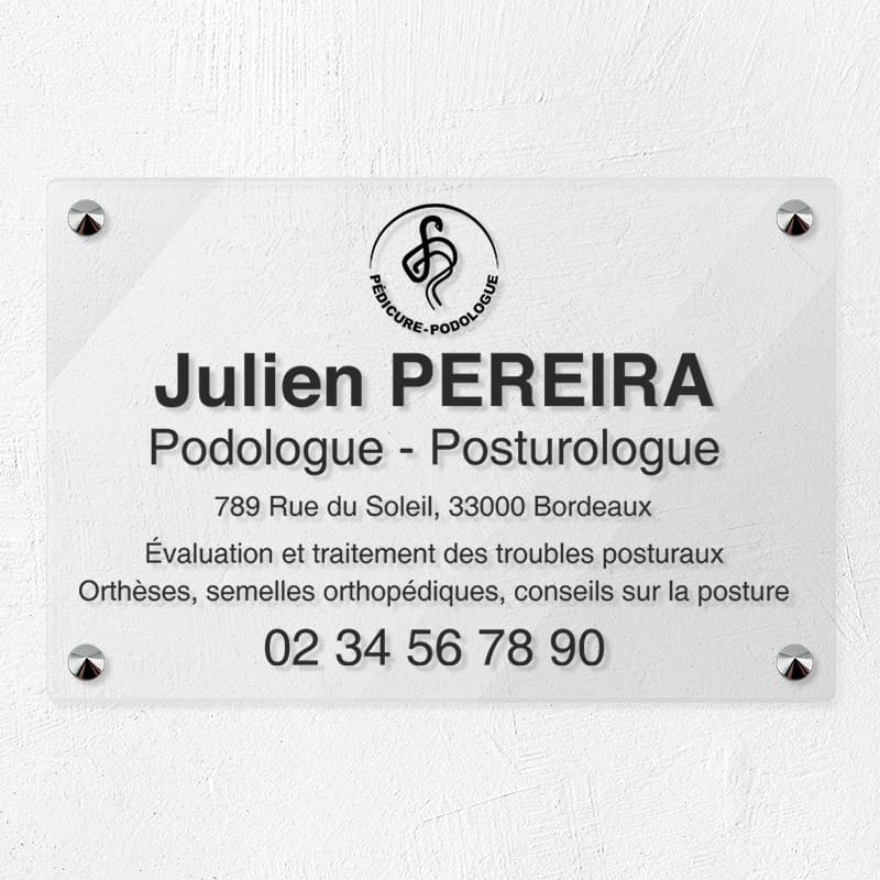 Plaque podologue en plexiglas transparent 30x20cm