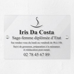 Plaque sage-femme en plexiglas transparent 30x20cm