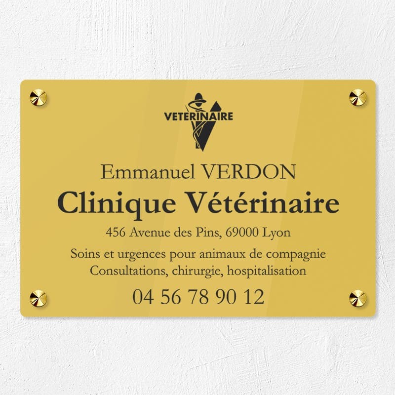 Plaque vétérinaire en plexiglas gravé 30x20cm